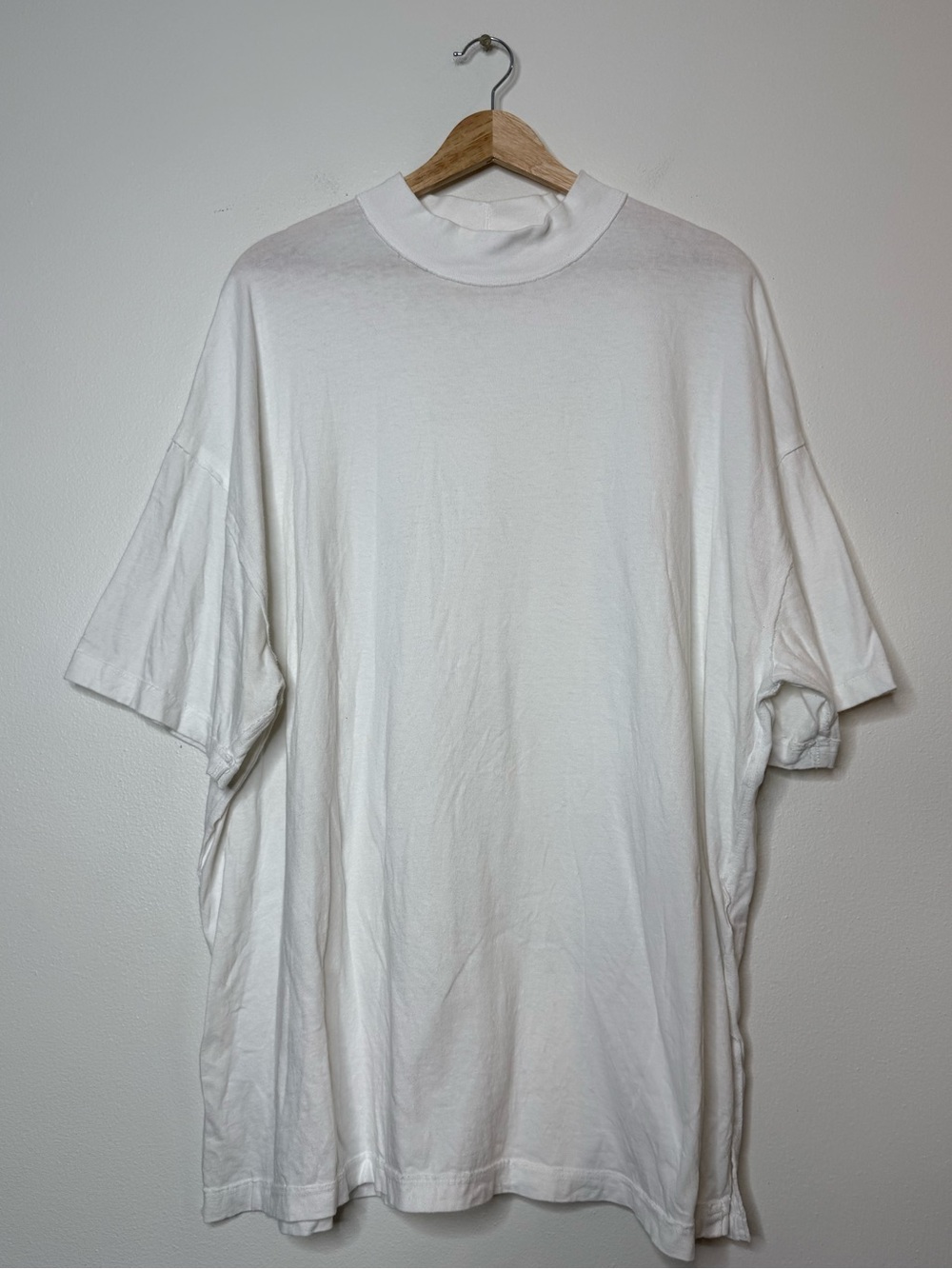 We The Free Mockneck Oversized Tunic Length Tshirt 100% Cotton Slouchy White tee